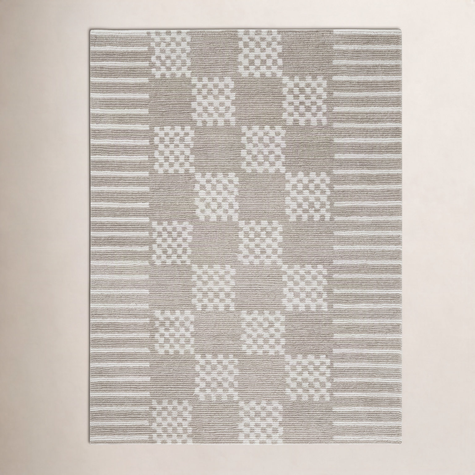 Ivory Gray Hand-Tufted Wool Rug, Rectange 7'6" x 9'6"