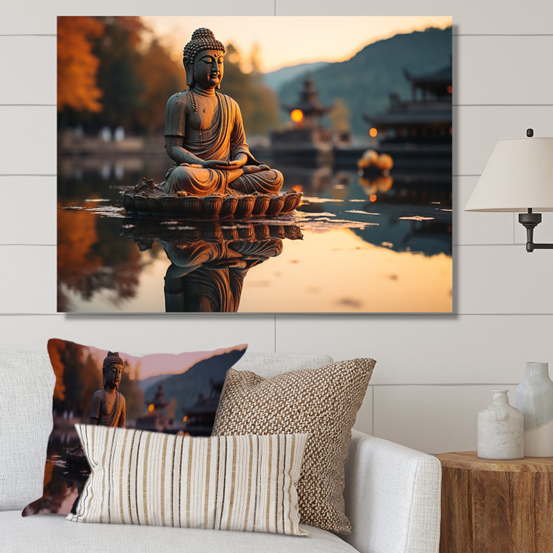 Art zen Bouddha tranquille en méditation IV - Bouddhisme, Toile tendue, H 34 po x l 44 po x P 1,5 po