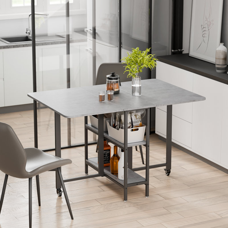 Rectangular Folding Table, 75cm H x 120cm W x 80cm D, Gray/Black