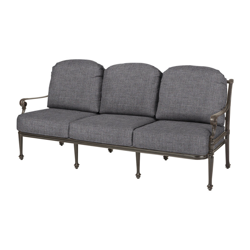 Grand Terrace Sofa with Sunbrella Cushions, Cast Slate Sunbrella® Plainweave, Desert Bronze