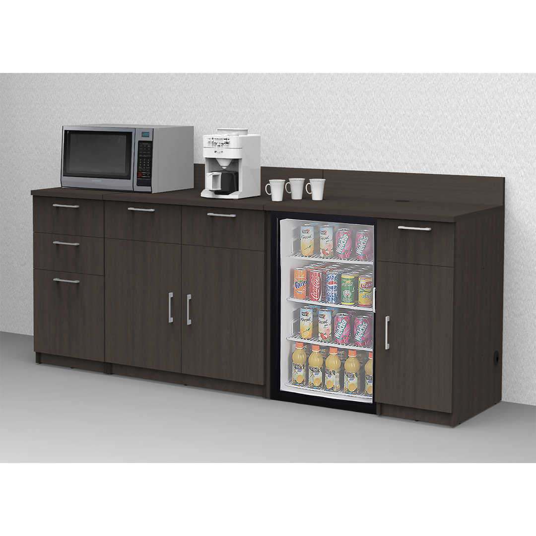 Commercial Grade Coffee Kitchen Lunch Room Cabinets Fully Assembled 90"W x 36"H  3 pc Breaktime 