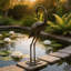 Statue de grue de jardin en aluminium de 99 cm (39 pouces), décoration d'oiseau d'extérieur se lissant les plumes