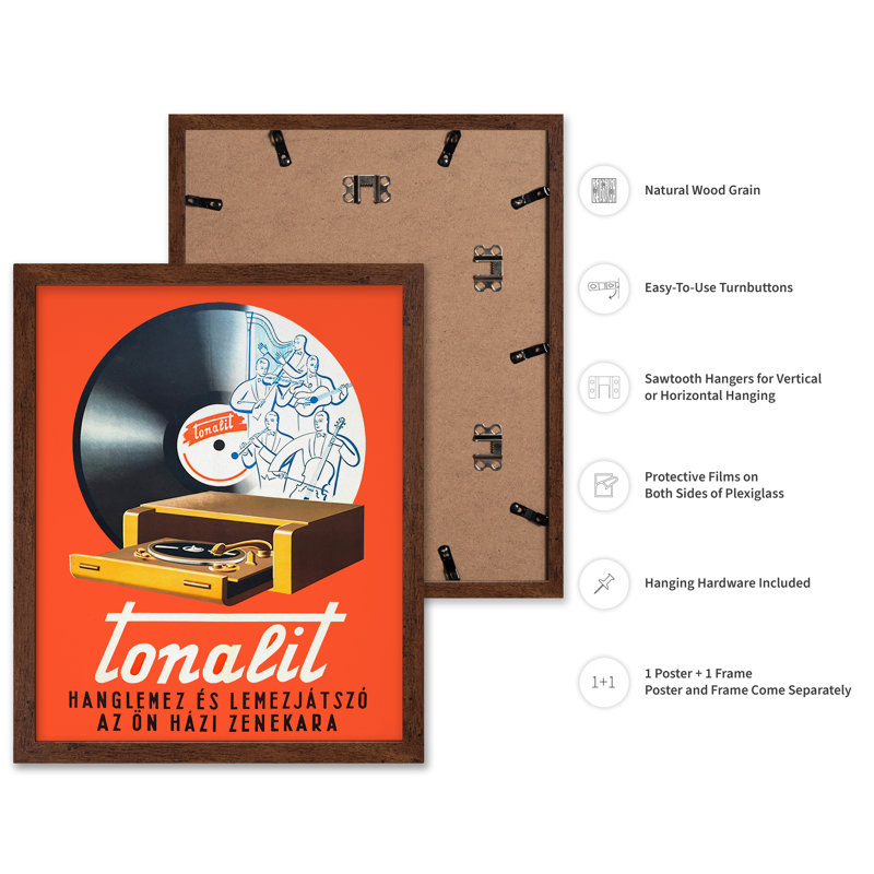 Tourne-disque Tonalit, Affiche, H 11 po x l 14 po, Encadrement brun