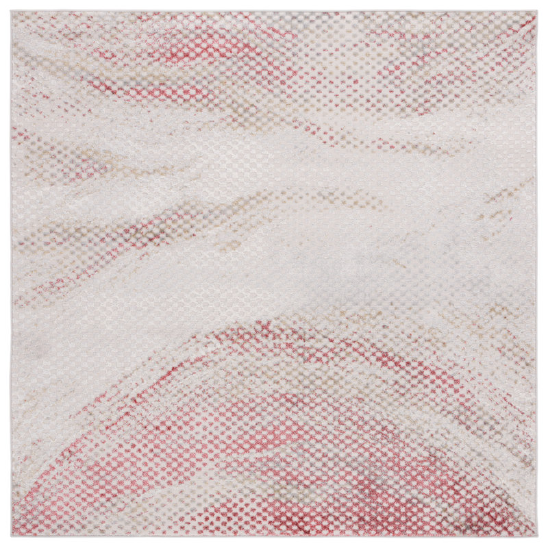 Annease Performance Polka Dots Rug, Square 6'7"