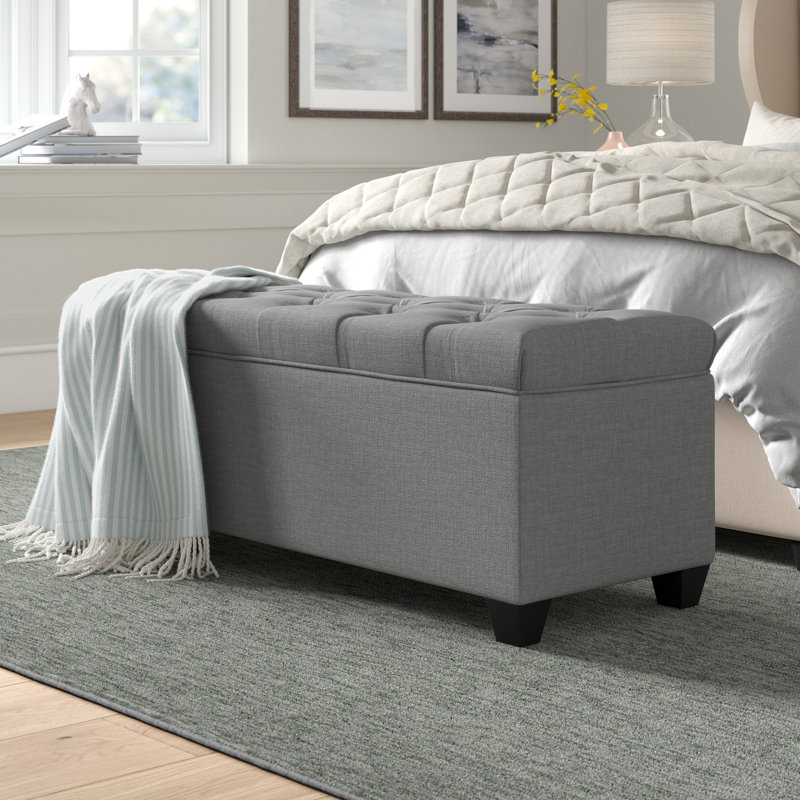 Banc de rangement pour chaussures Aliana, H 18 po x l 18,5 po x P 53 po, gris