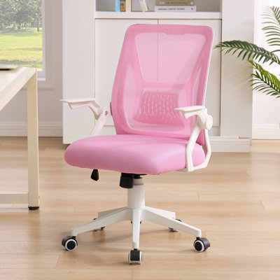 Pink Mesh Office Chairs with Adjustable Height, Modern Desk Chairs for Home Office, Swivel Computer Chair with Wheels