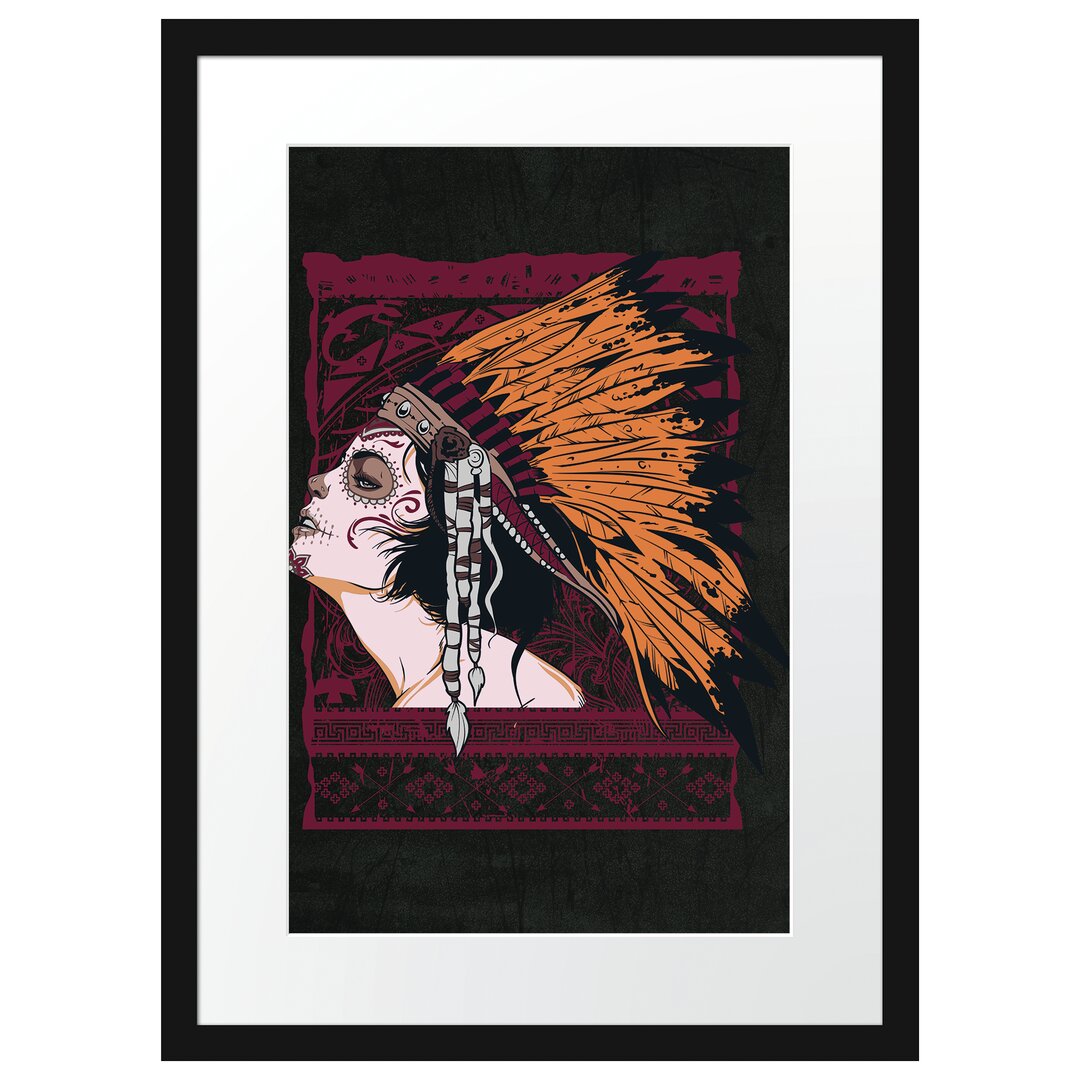 Gerahmtes Poster Indian Girl Black