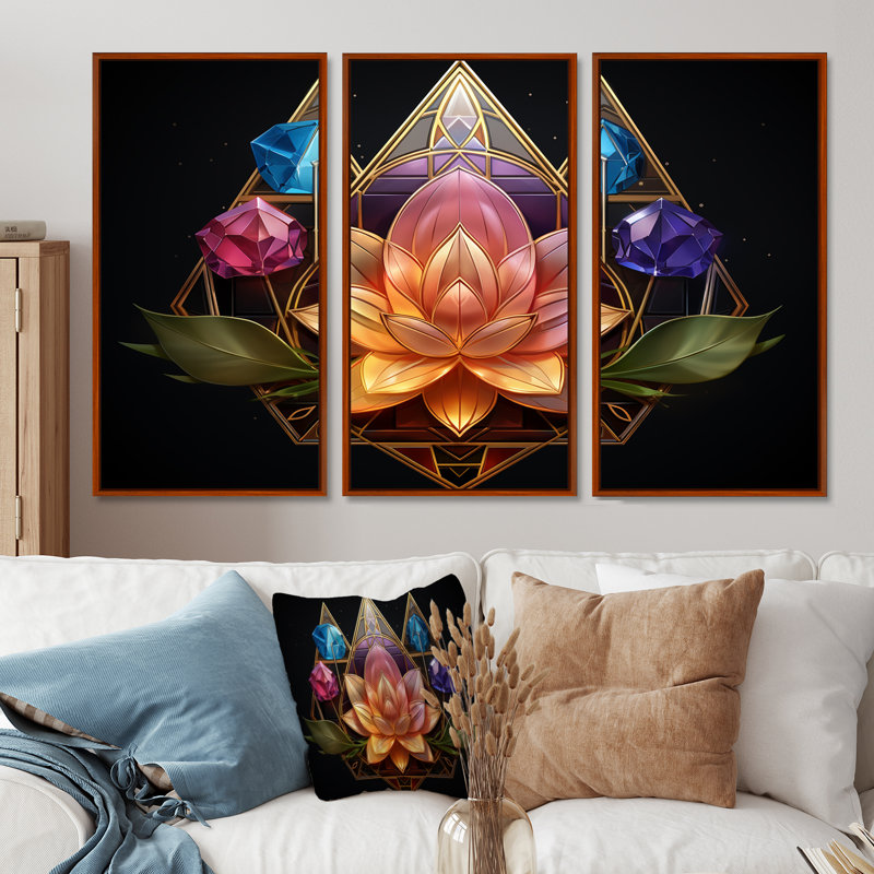 Irlande - ensemble d'impression d'art mural Lotus, Cadre flottant brun, H 32 po x l 48 po x P 1 po