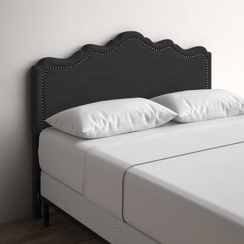 Tête de lit tapissier Hilfried, Gris foncé, Simple