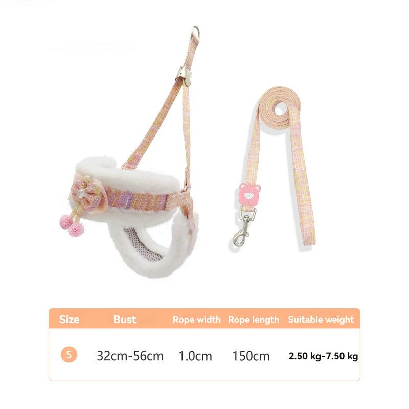 Harnais et laisse pour chien rose S, Petit, Rose