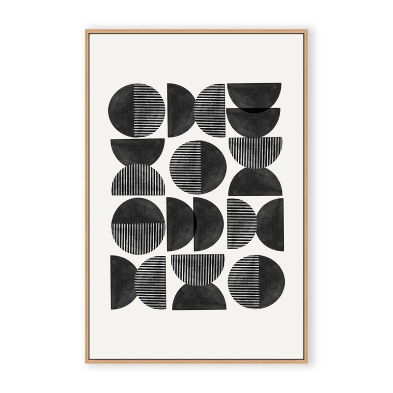 Abstract Mid Century, Geometric by  - Picture Frame Painting on Paper, 36" H x 24" W x 1.125" D, Black, Framed Matted Print