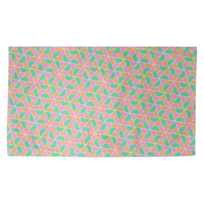 Tapis vert/rose/orange à motif de trapèzes Avicia
