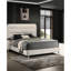 Lit à panneau grand antique blanc, style contemporain pour la chambre à coucher, design rembourré, lignes épurées, palette neutre, pièce unique, structure en bois, sommier requis, style facile à assembler, lit 1 pièce