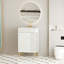 Meuble-lavabo à tablettes ouvertes de 21,6 po avec lavabo en céramique et porte à fermeture douce, armoire de rangement à tablettes ouvertes du côté droit
