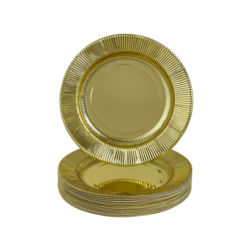 Assiette à dîner jetable en papier Basic, Or