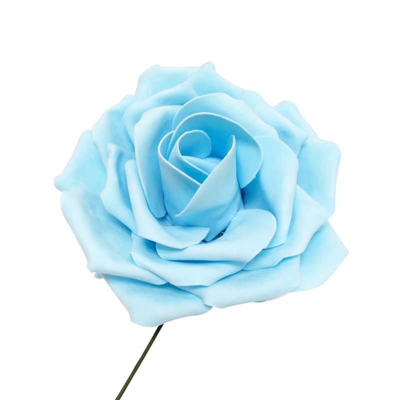 Grande tige rose en mousse, Bleu clair, H 12 po x l 12 po x p 6 po