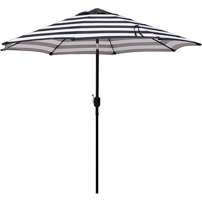 Parasol de patio extérieur de 10 pi - protection contre les rayons UV, pavillon imperméable, 8 nervures durables, inclinaison à manivelle et bouton-poussoir, parasol de table de marché pour piscine, terrasse, jardin, cour