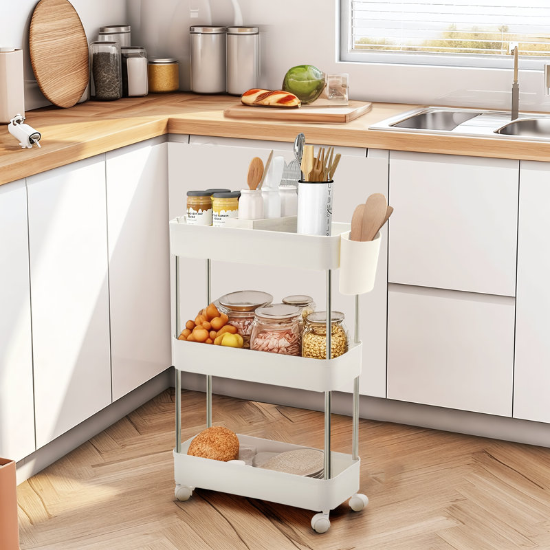 15.7'' W Utility Cart with Wheels, 24.2" H x 15.7" W x 5.9" D, Clear