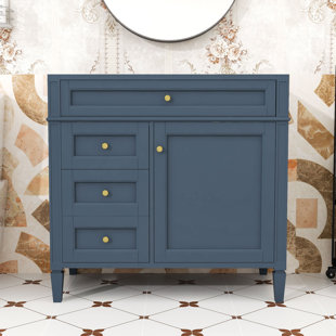 Bathroom Vanity without Top Sink, Bathroom Storage Cabinet with 2 Drawers and a Tip-out Drawer