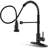 Kitchen Faucet With Pull Down Sprayer Stainless Steel Single Handle Pull Out Spring Sink Faucets 1 Hole Or 3 Hole Dual Function For Farmhouse Camper Laundry Utility Rv Wet Bar