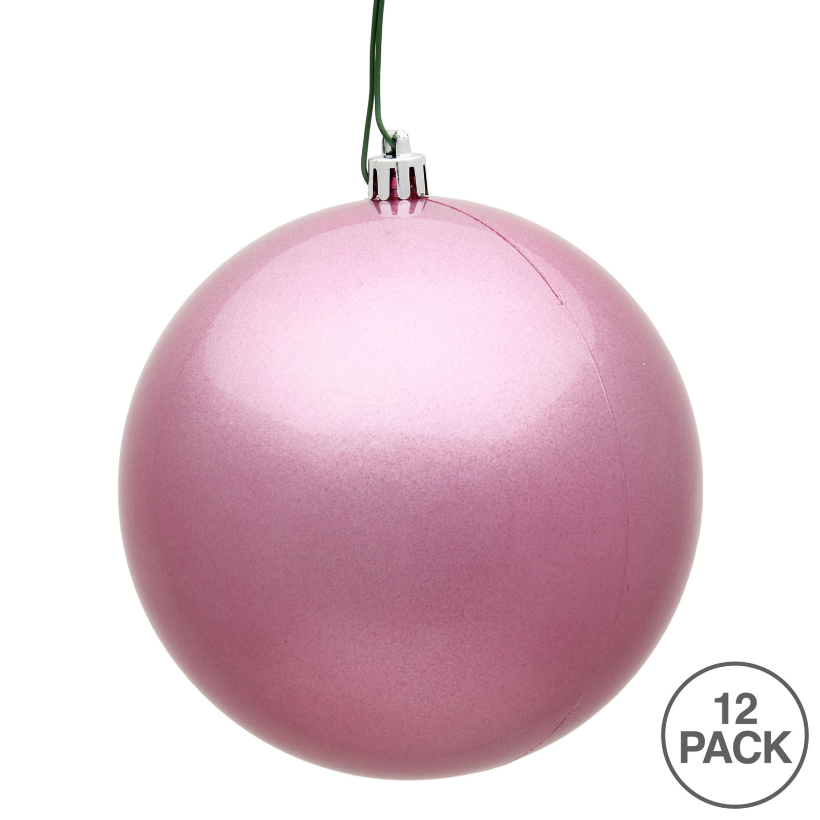 Holiday Décor Ball Ornament, Pink Candy, 3" H x 3" W x 3" D