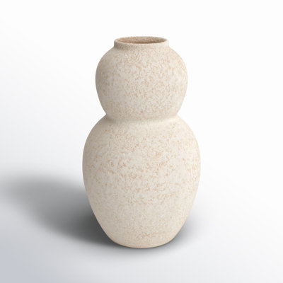 Ceramic Hourglass Textured Decorative Vase with Brown Distressing