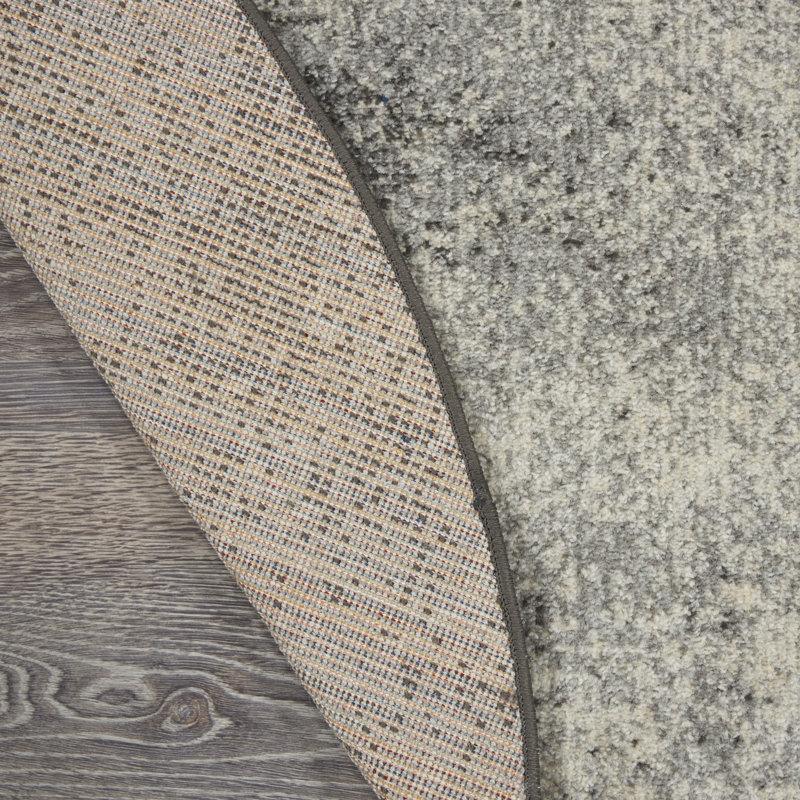 Tapis abstrait gris anthracite / gris Abbate, Rond 4 pi
