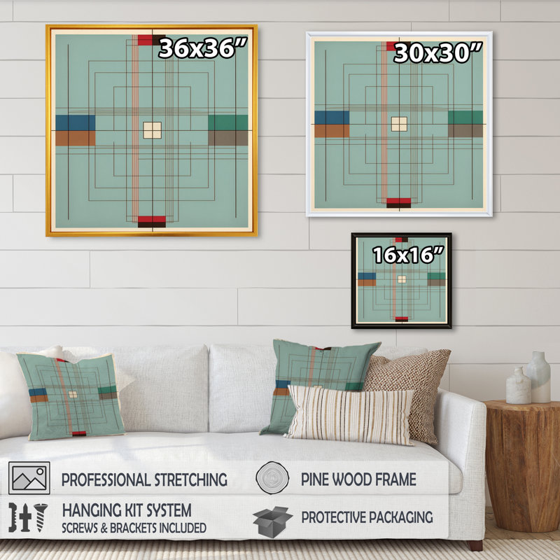 Impression sur toile sur cadre rétro Mid-Century, Or, L 24 po x H 24 po
