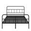 Grand lit en métal avec tête de lit, structure solide, pas de sommier nécessaire, repos nocturne, cadre plateforme noir - grand lit, ressort en fer, rêve paisible,