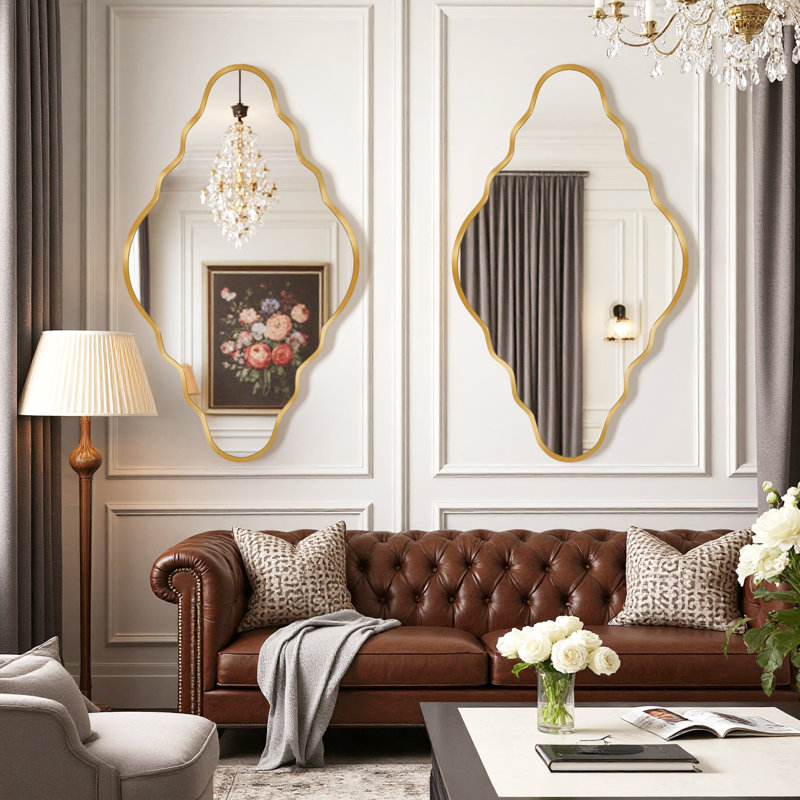 Miroir mural irrégulier, Doré, 39 po x 24 po