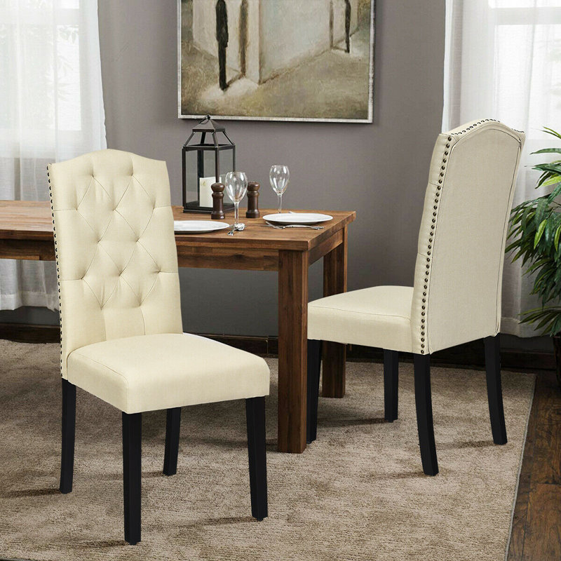 Eastport 19.5'' H Tufted Linen Upholstered Parsons Chair, Gray
