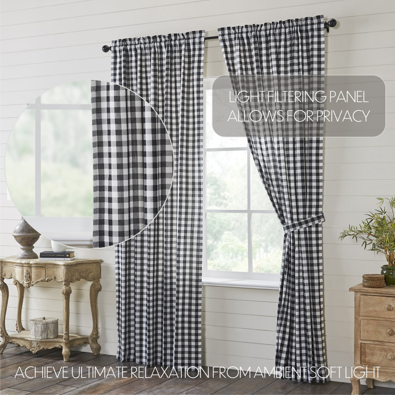 Paire de rideaux obscurcissant 100% coton Barryan, Noir champêtre