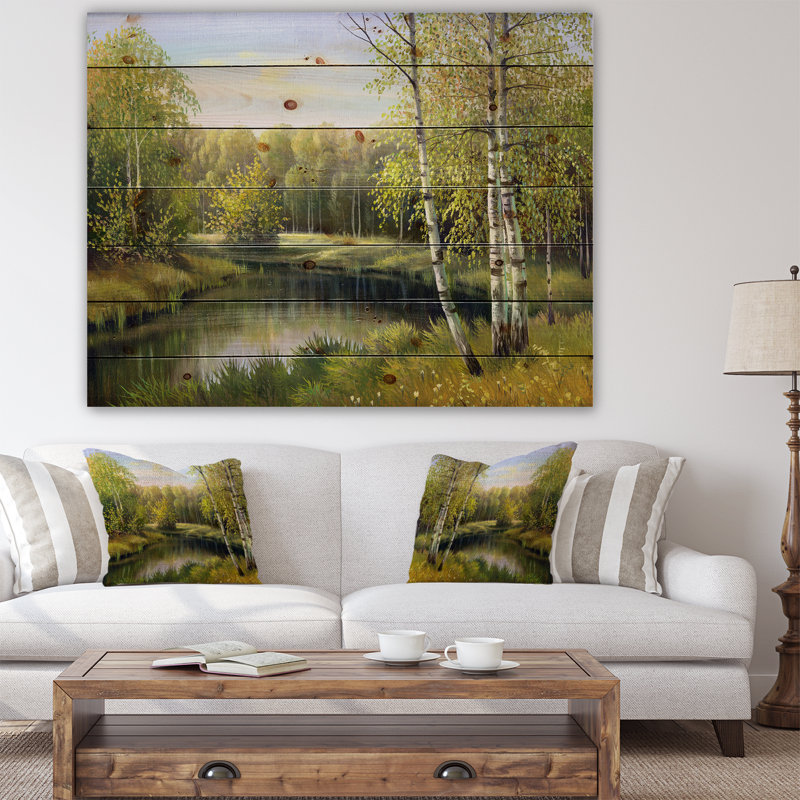 «Quiet Autumn River», reproduction d'art, H 30 po x l 40 po x 1,5 po, Bois