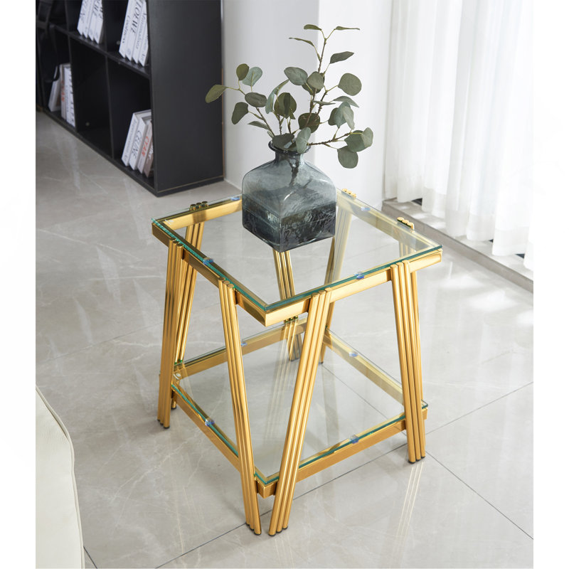 20 Inch Square End Table, Gold