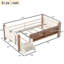 Lit simple au sol avec bibliothèques de rangement, lit pour enfant en bois massif, garde-corps et escalier, sans sommier, beige-485079095-485079093