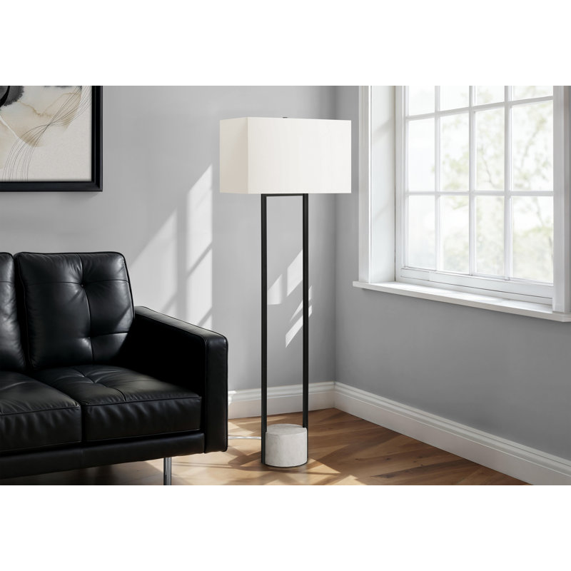 Lampe sur pied contemporaine en métal noir de 62 po avec abat-jour ivoire / crème | Idée de cadeau