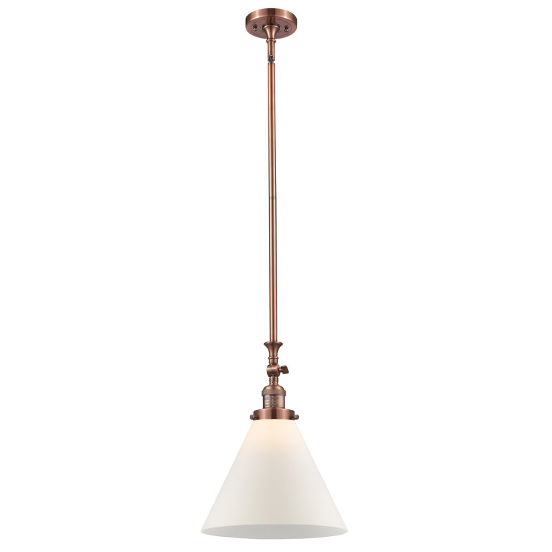 1 - Light Single Pendant, Antique Copper, Matte White Cased, No Bulb Included