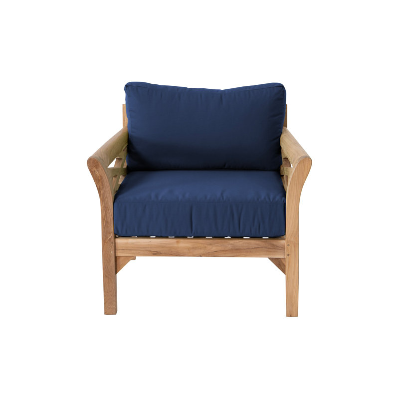 Ensemble de conversation d'extérieur en teck pour 4 personnes avec coussins Monterey, 4 Pcs:  Chair,Cushion,Table,Ottoman