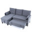Chaise longue réversible en L gris foncé avec rangement, 3 places, coton pour bureau et appartement, décor idéal