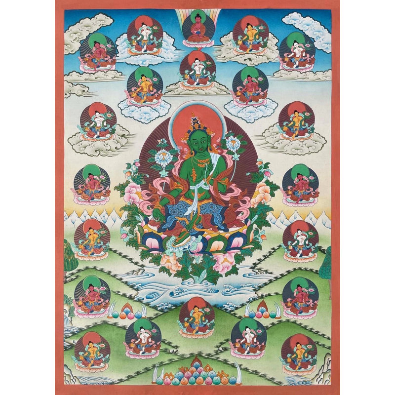 21 Tara Thangka vert (Brocadeless Thangka)