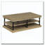 Table basse en bois 55,1 "avec pieds noirs, 2 tablettes de rangement ouvertes-1088206850-1088206849