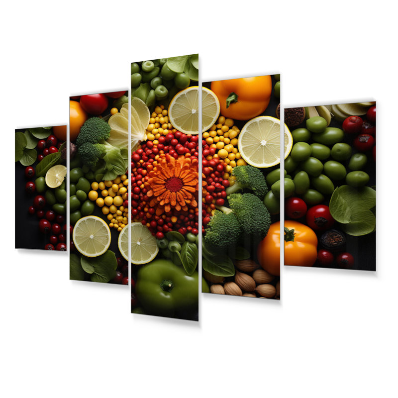 Vegatable «Macro Food I», ensemble de reproductions d'art mural en métal