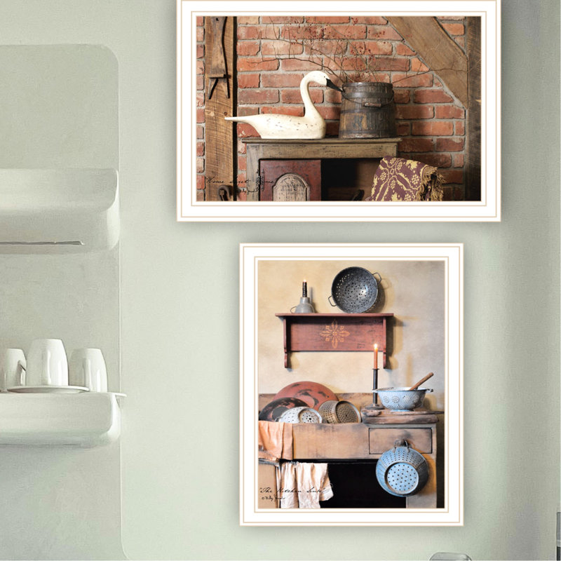 Ensemble d'art mural de 23 pouces de largeur - 2 avec cadre blanc pour le décor du salon à découvrir dans la chambre à coucher