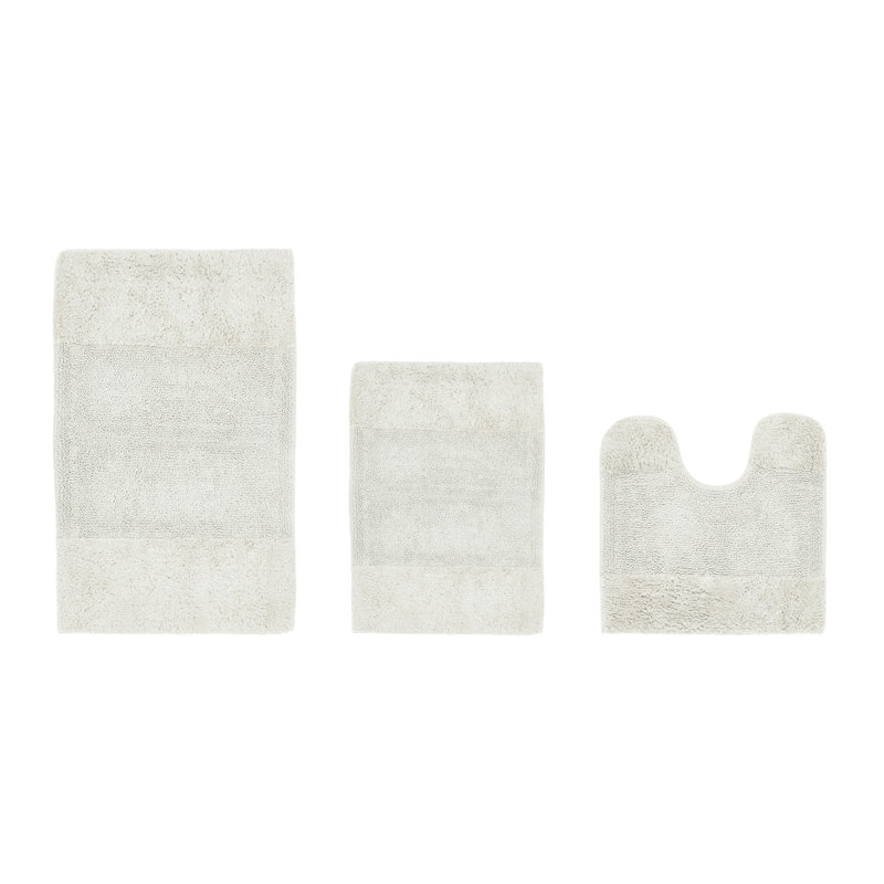 Ensemble de tapis pour salle de bain 100% coton de qualité supérieure 3 pièces avec envers antidérapant Merkle, Ivoire ivoire