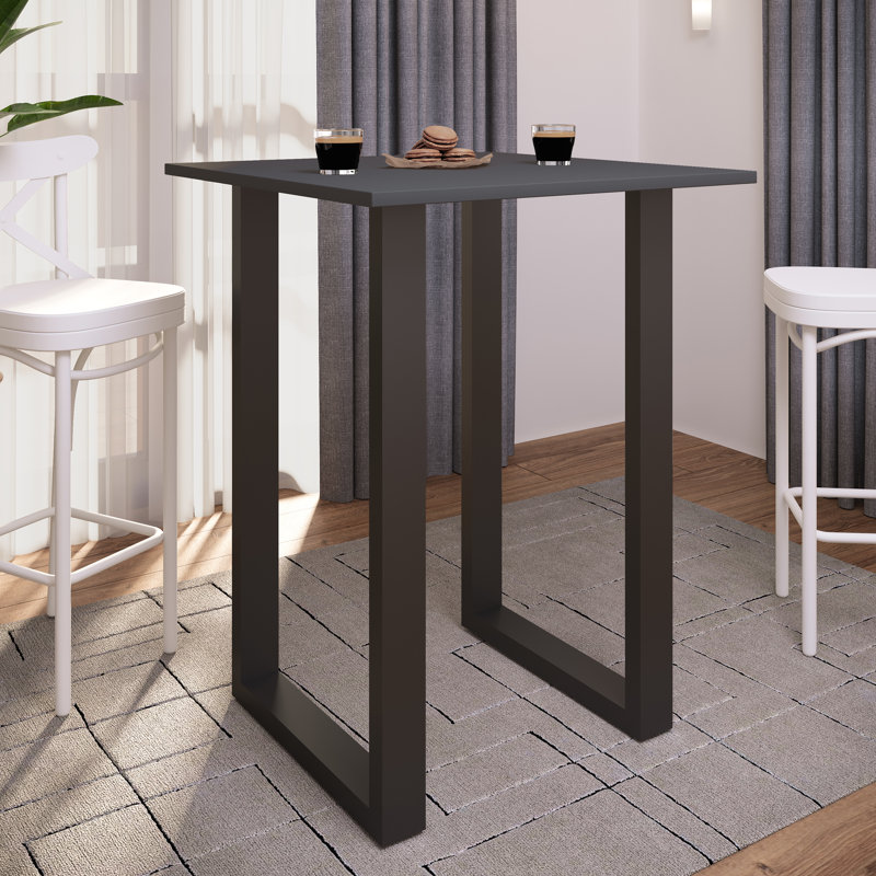 Xona 80 x 50cm Bar Table, Black, Matt brushed nickel, 102cm H x 80cm W x 50cm D