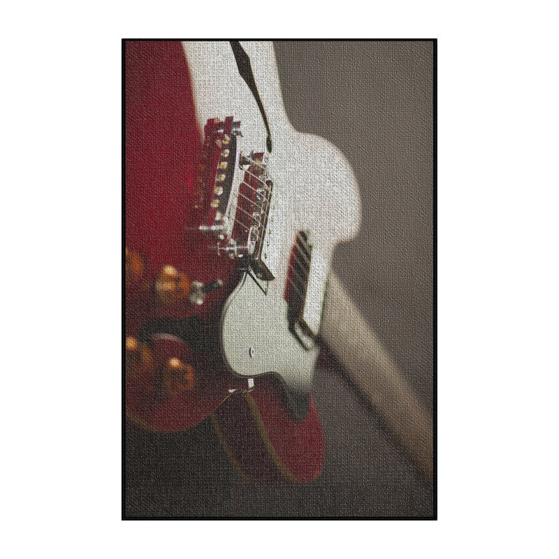 Tapis 4 zones rouges de guitare électrique, Rectangle 2 pi x 4 pi