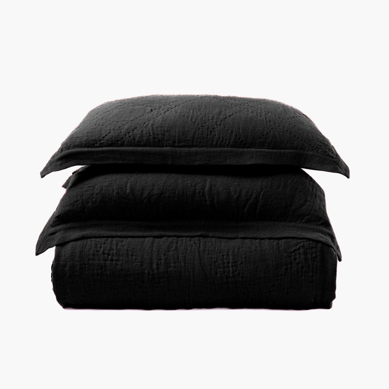 KYLER LINEN QUILT, ASPHALT, KING, Courtepointe de grande taille