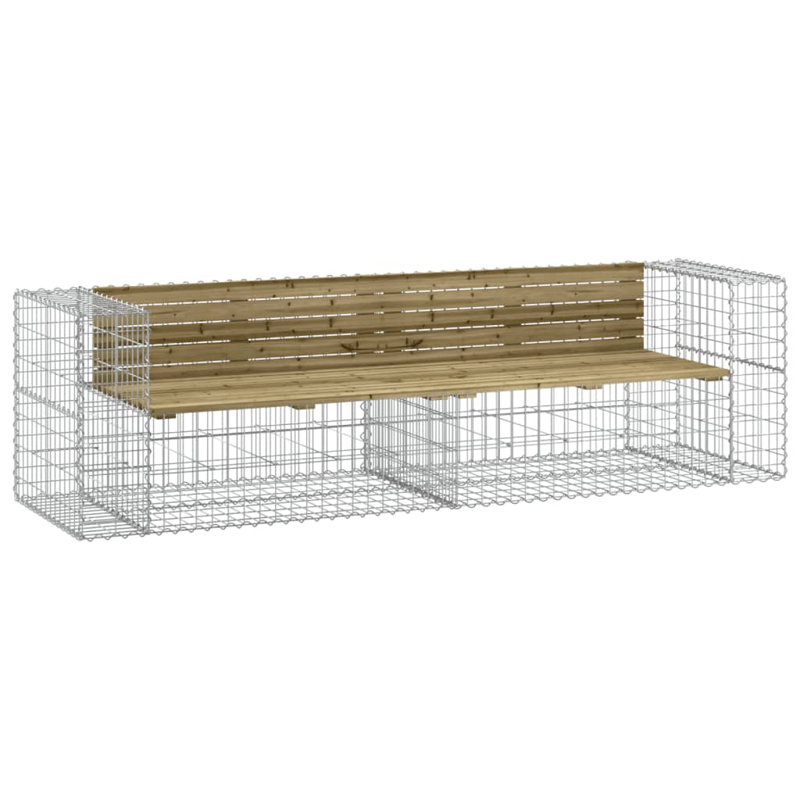 Banc de patio Gabion, H 25,8 po x l 113 po x P 28 po, Rosewood