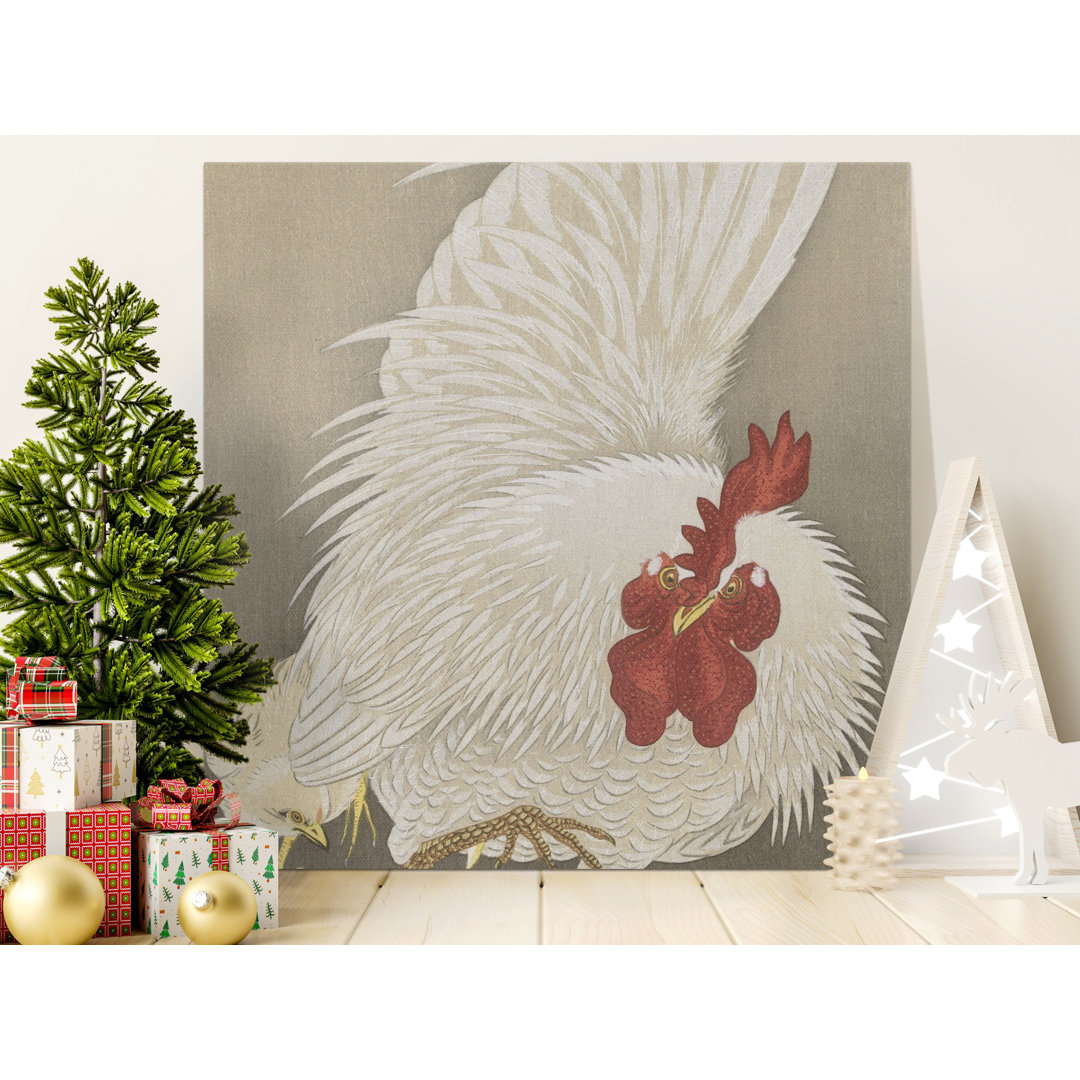 Japanese Chicken Wall Art, Rooster Art Print, Farmhouse Decor, Chicken Canvas, Vintage Poster, Asian Inspired Decor, Multiple Sizes