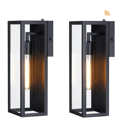 Avaldi 1-Light Matte Black Outdoor Wall Light with Dusk to Dawn